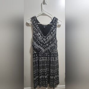 Style & Co Petite XL Black White Boho Print Sleeveless Dress